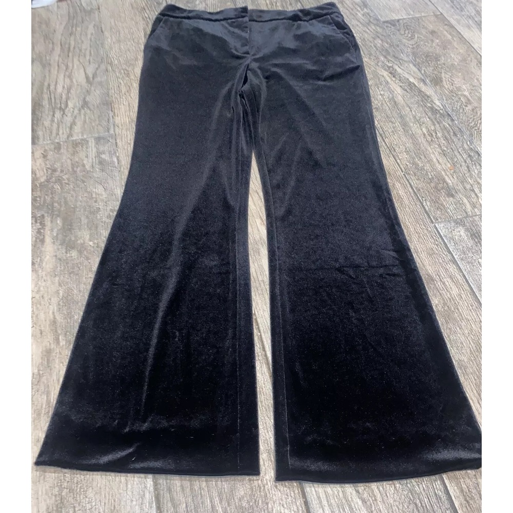 CALVIN KLEIN Womens Black Velvet Pants Size 6 Zip‎ Front